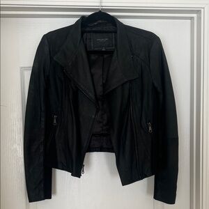 Marc New York Black Leather Asymmetric Moto Jacket